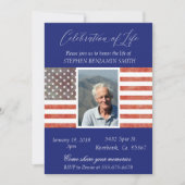 ライフお祝い記念退役軍人国旗の青 招待状 (正面)