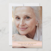 ライフお祝い赤面ピンク金ゴールドフローラ写真 招待状 (裏面)