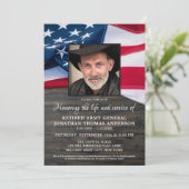 ライフお祝い軍隊退役軍人米国国旗 招待状 (スタンド正面)