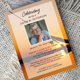 ライフお祝い魚釣りをテーマにした写真葬儀 招待状