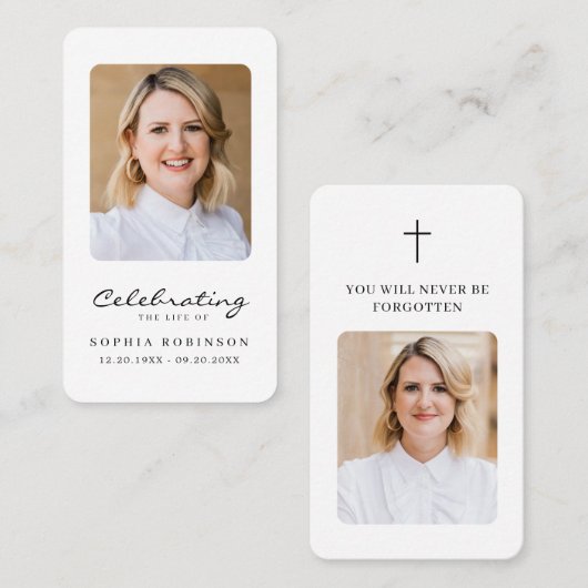 ライフお祝い2写真葬式祈りの言葉カード 名刺 (正面/裏面)