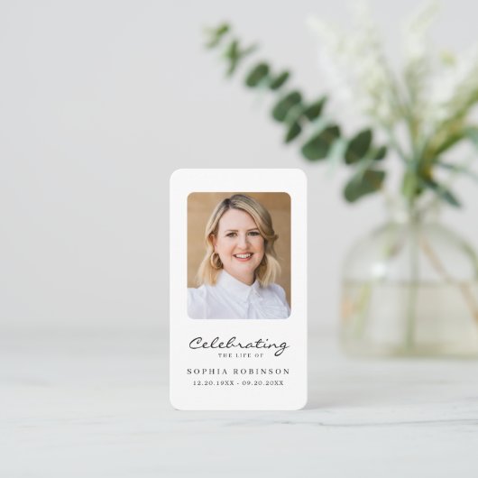 ライフお祝い2写真葬式祈りの言葉カード 名刺 (スタンド正面)