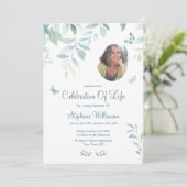 ライフお祝い4フォトバタフライ葬儀 招待状 (スタンド正面)