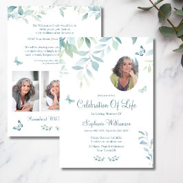ライフお祝い4フォトバタフライ葬儀 招待状