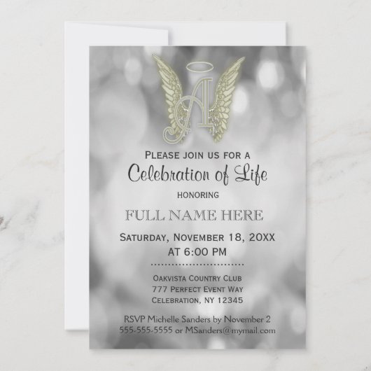 ライフお祝い – シルバー 招待状 (裏面)