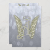 ライフお祝い – シルバー&金ゴールド 招待状 (正面/裏面)