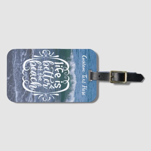 ライフがより良いビーチ引用文海パーソナライズされた波 ラゲッジタグ (正面横)