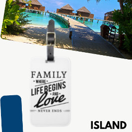 ライフが始まる家族タイポグラフィ引用文 ラゲッジタグ