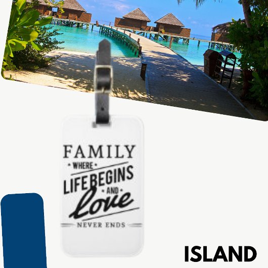 ライフが始まる家族タイポグラフィ引用文 ラゲッジタグ