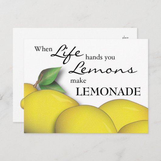 ライフが手に入れる時にレモンがレモネードのはがきを作る ポストカード (正面/裏面)