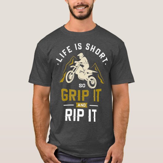 ライフが短いのでMotocross Dirt Bike Tシャツ (正面)