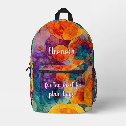 ライフが短すぎる – フラクタルドリフトバックパック太陽のを表示 プリントバックパック (正面)