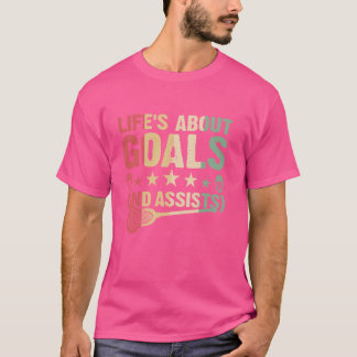 ライフについてゴールとアシストラクロスGoalie Boy Tシャツ