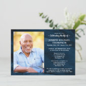 ライフのお祝いモダンブルーマーブル 招待状 (スタンド正面)