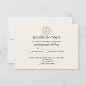 ライフのケルトの木の金ゴールド結婚の応答カード 出欠カード (正面)