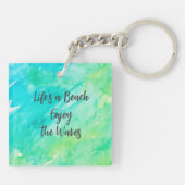 ライフのビーチザ楽しむウェーブブルーのテクスチャ引用文 キーホルダー (裏面)