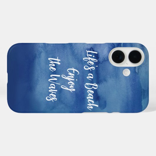 ライフのビーチザ楽しむウェーブブルーのテクスチャ引用文 Case-Mate iPhoneケース (裏面 (横))