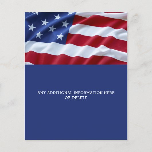 ライフの予算お祝いアメリカ国旗の愛国心カード (裏面)