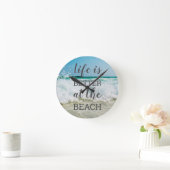 ライフの方がビーチ写真タイポグラフィ ラウンド壁時計 (ホーム)