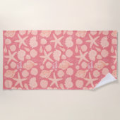 ライフのAビーチピンクシーシェル海 ビーチタオル (正面)