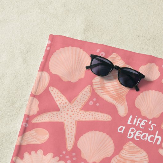 ライフのAビーチピンクシーシェル海 ビーチタオル (インサイチュ)