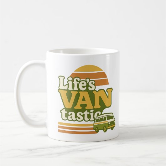 ライフのVANtasticレトロ70sファングラフィック コーヒーマグカップ (左)