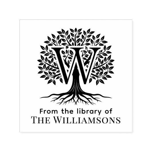 ライフはっきりしたライブラリ名#2B2のツリー上のイニシャル セルフインキングスタンプ (デザイン)