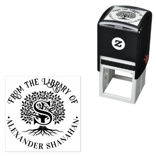 ライフはっきりしたライブラリ名#2BPのツリー上のイニシャル セルフインキングスタンプ (インサイチュ)