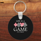 ライフはカードゲームトランプのポーカープレーヤーのカジノギャンブル キーホルダー (正面)