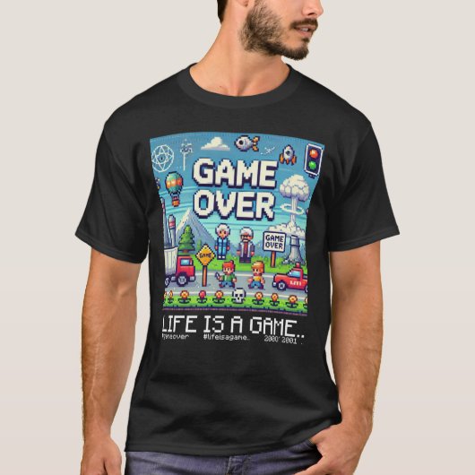 ライフはゲームである…:ゲームオーバー(ゲーマー遊ソール) Tシャツ (正面)