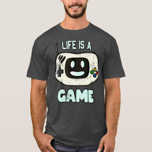ライフはゲーム漫画ゲームコンソール顔 Tシャツ