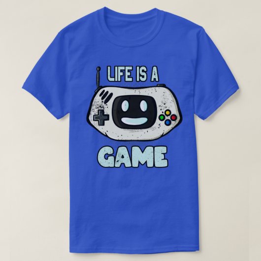 ライフはゲーム漫画ゲームコンソール顔 Tシャツ (デザイン正面)