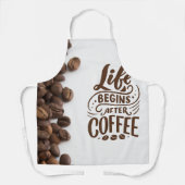 ライフはコーヒーの後に始まる – おもしろいコーヒーラバーエプロン エプロン (正面)