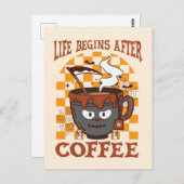 ライフはコーヒーの後に始まる – ウィッチーなハロウィーン ポストカード (正面/裏面)