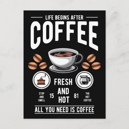 ライフはコーヒー引用文後に始まる ポストカード (正面)