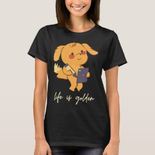 ライフはゴールデンおもしろいレトリバー Tシャツ