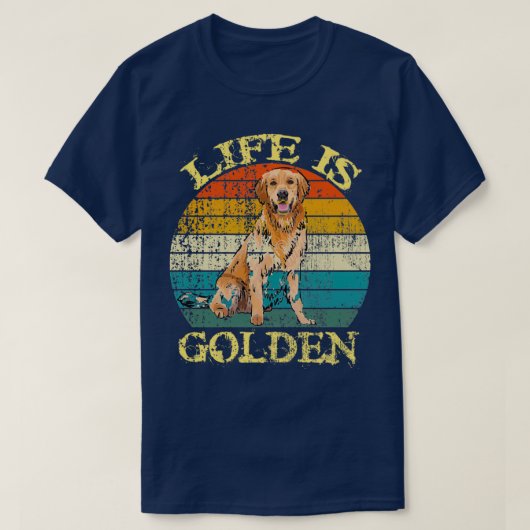 ライフはゴールデンレトリバー犬グロデン犬 Tシャツ (デザイン正面)