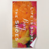 ライフはショートシューズ買オレンジピンクおもしろい ビーチタオル (正面)