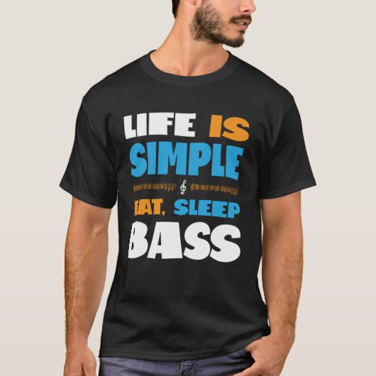 ライフはシンプル食べSLEEP SING BARBERSHOP QUARTET B Tシャツ (正面)