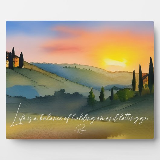 ライフはバランスるみ引用文かわいらしサンセットテーブルトップ フォトプラーク (正面)