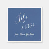 ライフはパティオ引用文ブルー紙 スタンダードカクテルナプキン (正面)
