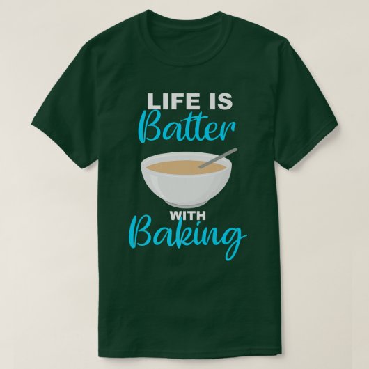 ライフはベーキングベーカーのシェフパンと打者 Tシャツ (デザイン正面)