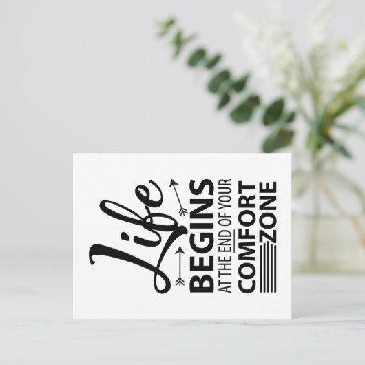 ライフは心地よいゾーンSpruchの終わりから始まる ポストカード (スタンド正面)