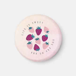 ライフは甘いイチゴ冷蔵庫 マグネット