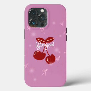 ライフは甘い – ピンクさくらんぼきらめくケース🍒✨ iPhone 13 PROケース