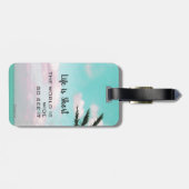 ライフは短い旅行感動的引用文トロピカル ラゲッジタグ (裏面横)