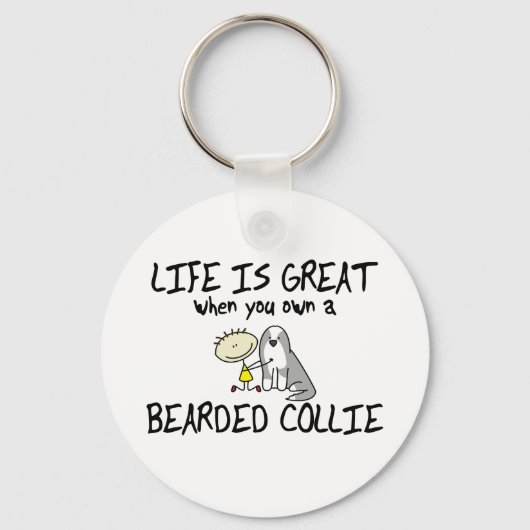 ライフは素晴らしひげ付きCollie Keychain キーホルダー (正面)