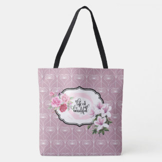 ライフは美しいフローラハートパターントート トートバッグ