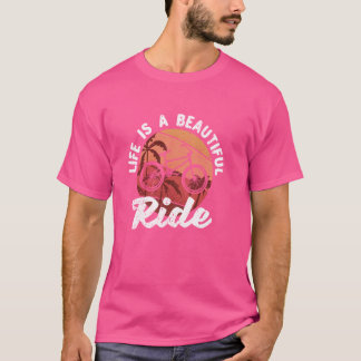ライフは美しいライドBMXライダーサイクリング自転車 Tシャツ