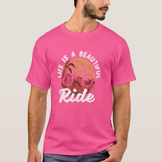 ライフは美しいライドBMXライダーサイクリング自転車 Tシャツ (正面)